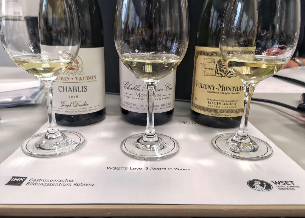 WSET Level 3 Koblenz London Wine Spirits Education Trust Burgundy Burgund Chablis Puligny Montrachet Louis Jadot Premier Cru Village