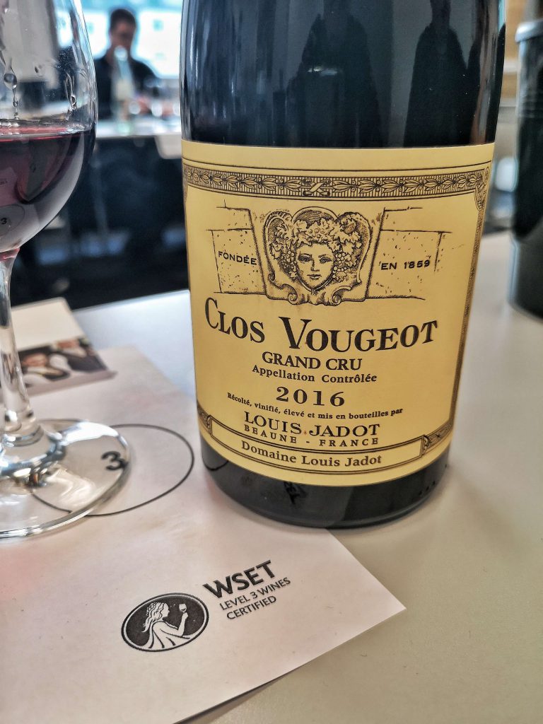 WSET Level 3 Koblenz London Wine Spirits Education Trust Burgund Burgundy Louis Jadot Clos Vougeot 2016 Vintage Grand Cru