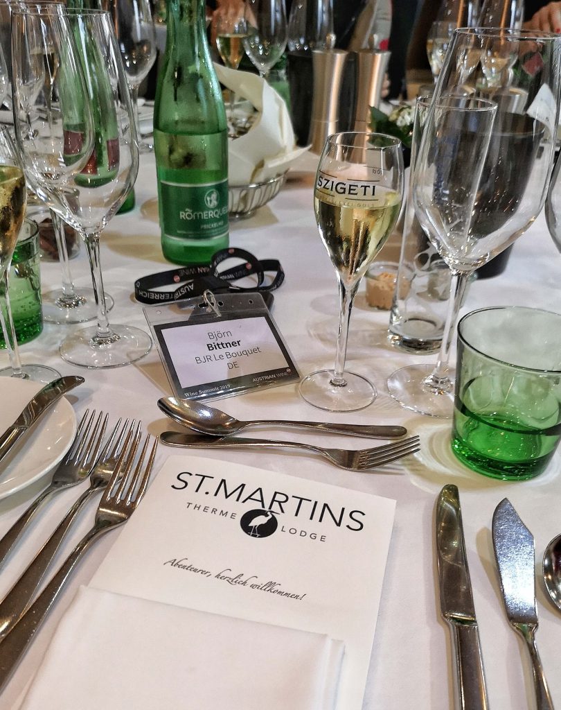 Austrian Wine Summit 2019 Weingipfel Österreich Dinner St Martins Therme Lodge Zicksee